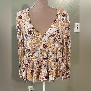 Jun & Ivy Floral V-Neck Women's CropTop - Multicolor Tiered S NWT